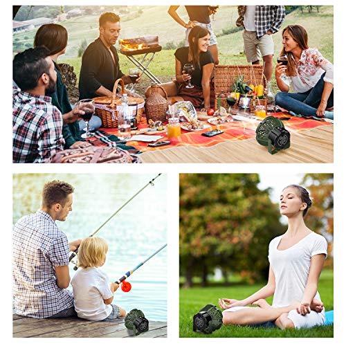 Camping Fan with LED Lantern, 7800mAh Rechargeable Portable Tent Fan with Remote Control, Power Bank, 180°Head Rotation, Perfect Quiet Battery Operated USB Fan for Picnic, Barbecue, Fishing (Green)