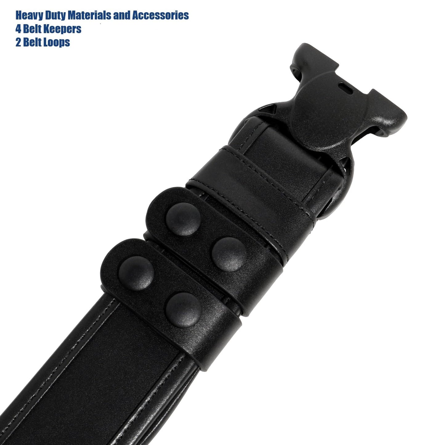 Dotacty Plain Black Police Duty Belts Law Enforcement Sheriff Security Work 2" Outer Belt w/Loop Lining Tri-Release Buckle 4 Keepers M