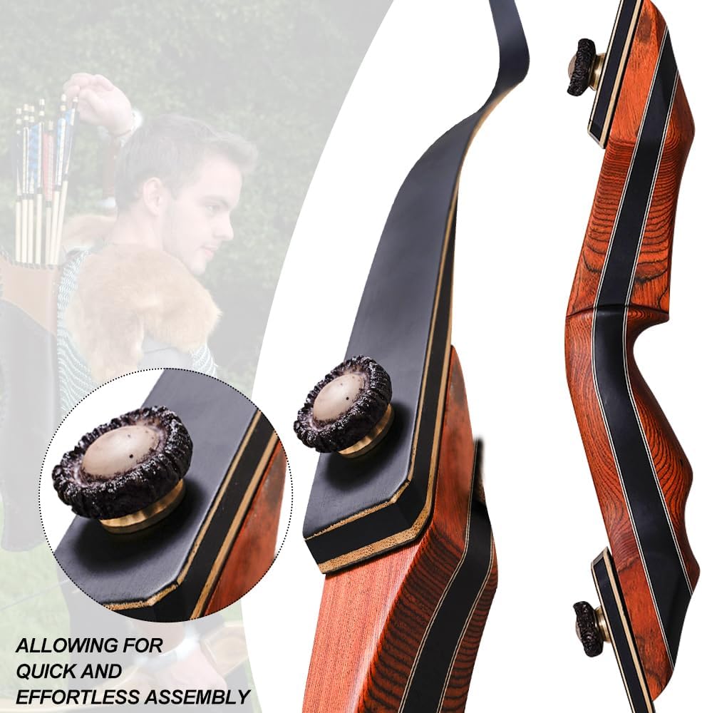 PMZ Recurve Bow and Arrow Set - 60" Wooden Takedown Bow Kit for Youth & Adults | 6 Arrows Included, 20-60lbs RH Only