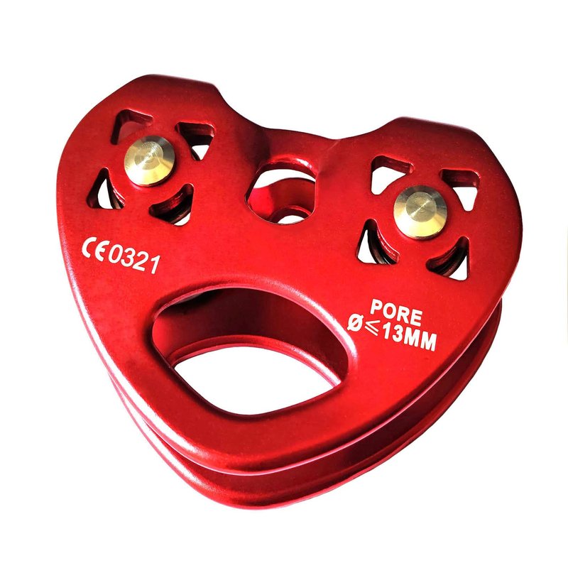LicBund 25KN Climbing Technology Pulley Tandem Double Speed Pulley for Climbing Rescue Lifting, Red