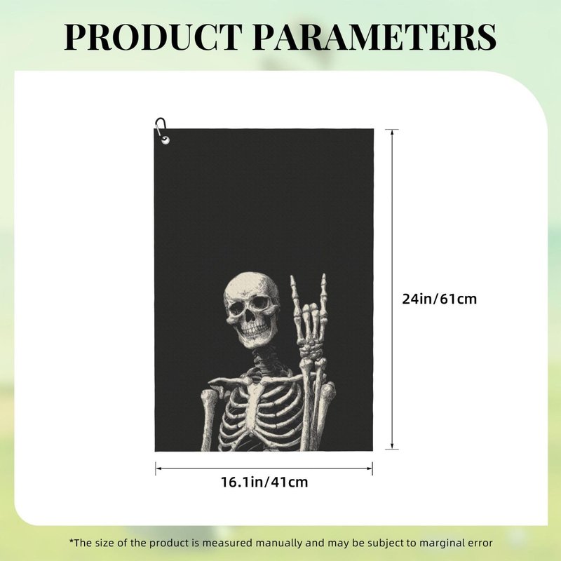 Twistmyst Skull Golf Towel Microfiber with Carabiner Clip, Funny Skeleton Cleaning Cloth for Golf Balls & Clubs, Gift for Women Men, Golfers, Dad, Grandpa, Bag Accessories 16"*24"