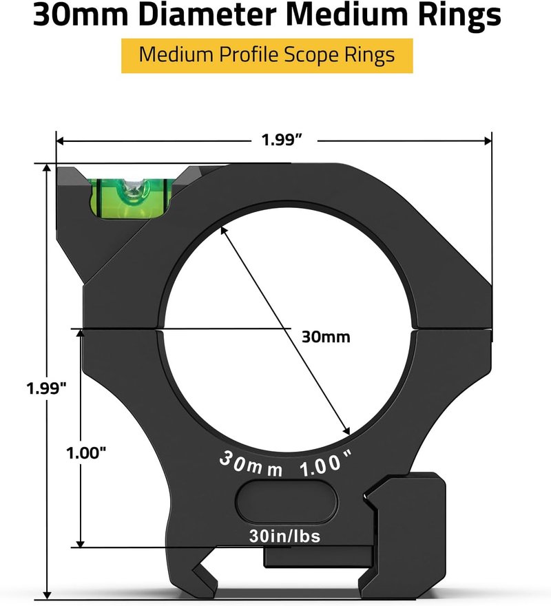 CVLIFE Scope Rings - Precision Scope Mount with Level Bubble for Picatinny Rails - 2 Pack