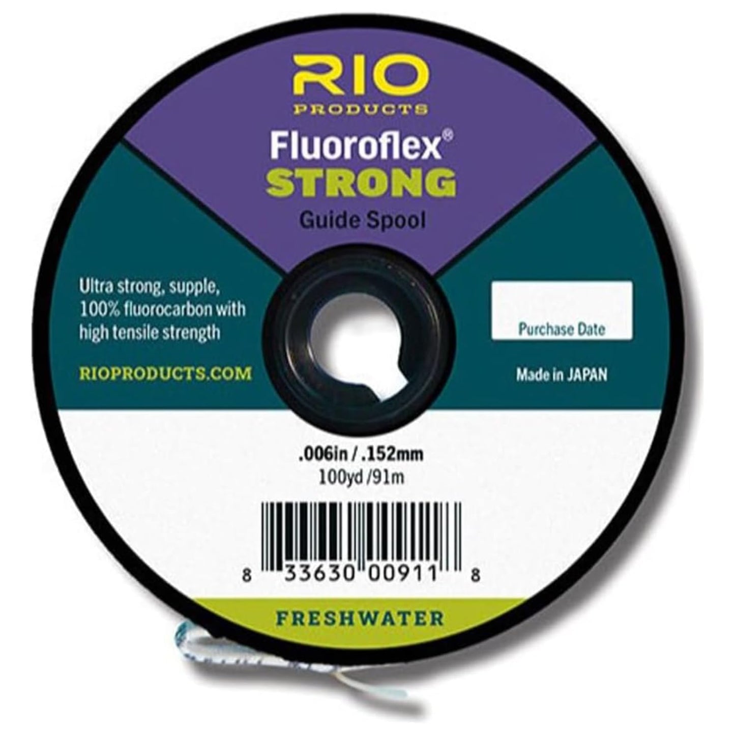 RIO Products Fluoroflex Strong Tippet, 100% Fluorocarbon Fly Fishing Tippet for Trout, Abrasion Resistant, Strong, & Knot Friendly, 100yd Guide Spool, 7X