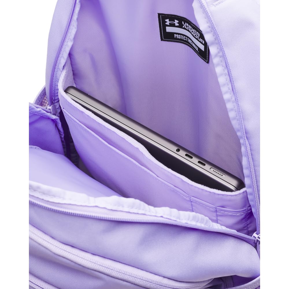 Under Armour Unisex Hustle 6.0 Backpack, (538) Transparent/Transparent/Metallic Silver, One Size Fits Most