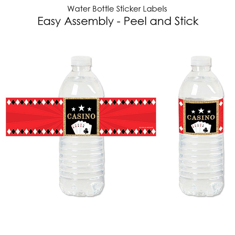 Big Dot of Happiness Las Vegas - Casino Party Water Bottle Sticker Labels - Set of 20