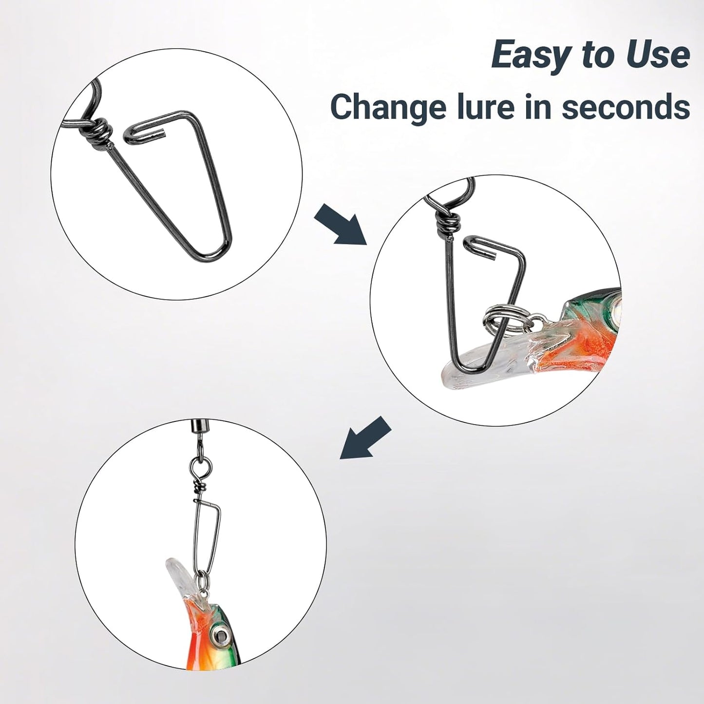 High-Strength Fishing Snaps - Stainless Steel Barrel Swivels | Freshwater Lure Connector