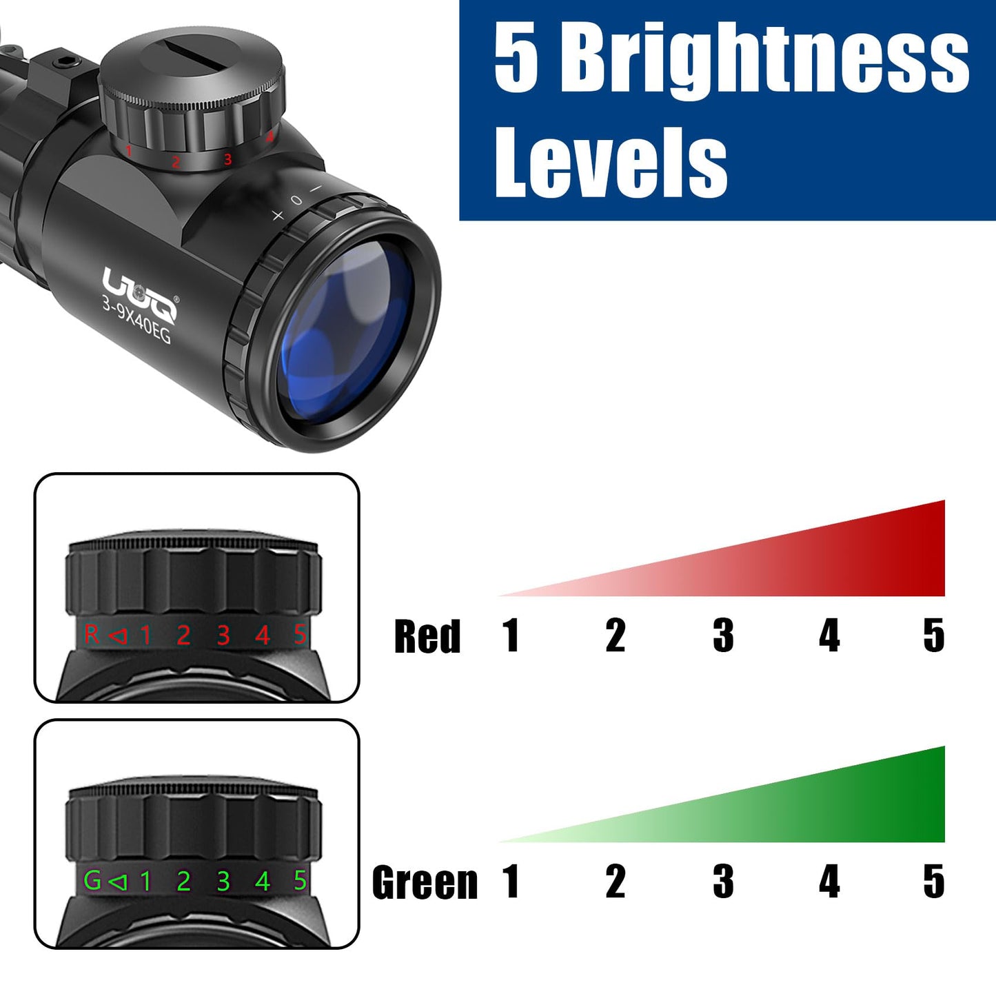UUQ 3-9×40 Rifle Scope with Red/Green Illumination and Rangefinder Reticle - Includes Batteries, Fits 11mm Free Mounts, Waterproof and Fog-Proof,for Hunting,Airsoft and Pellet Gun