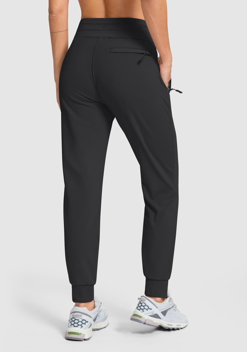 G Gradual Women's Fleece Lined Joggers Hiking Pants 4 Zipper Pockets High Waisted Water Resistant Winter Running Sweatpants, Black, Medium