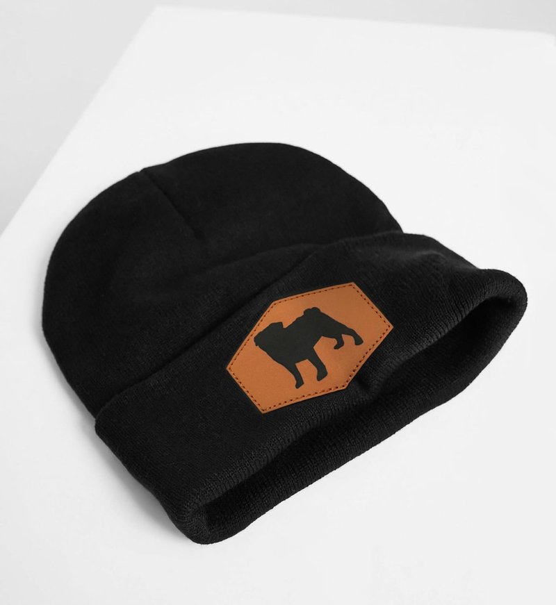 Lussues Nee Pug Beanie Hat for Men Women, Warm Winter Knit Cap for Dog Lover Black