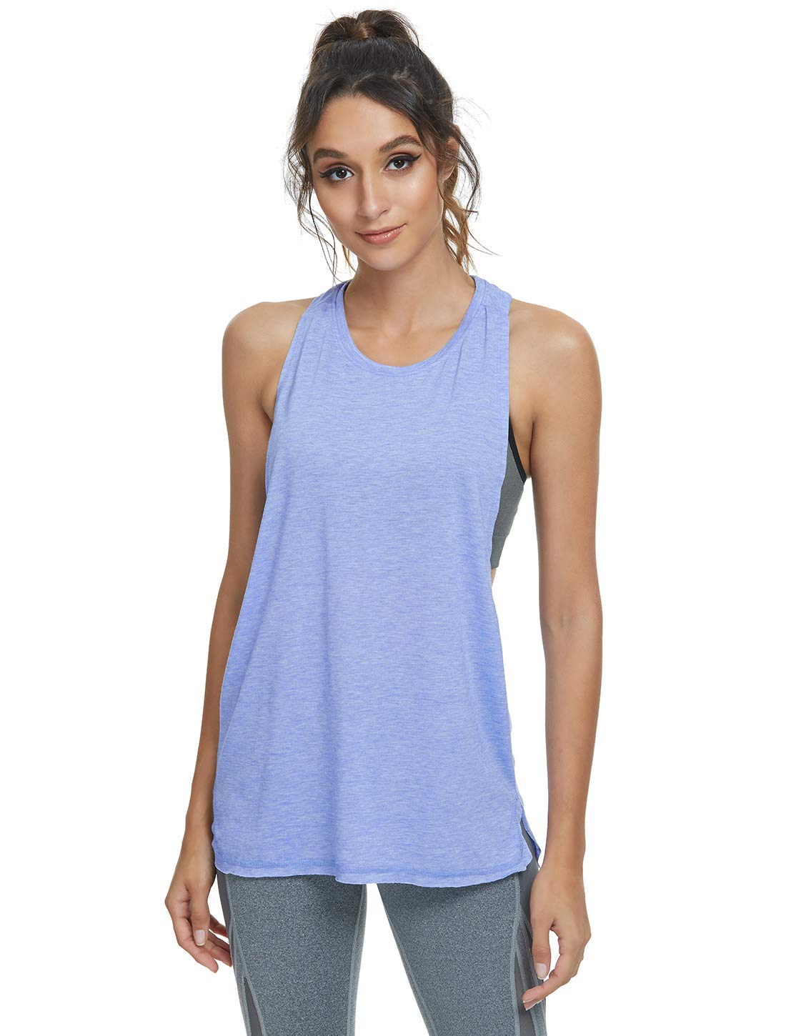 Cosy Pyro Workout Tank Tops for Women Lightweight Running Tanks Basic Gym Tops Sleeveless Athletic Yoga Shirts-4 Pack Black/Light Gray/White/Blue Small