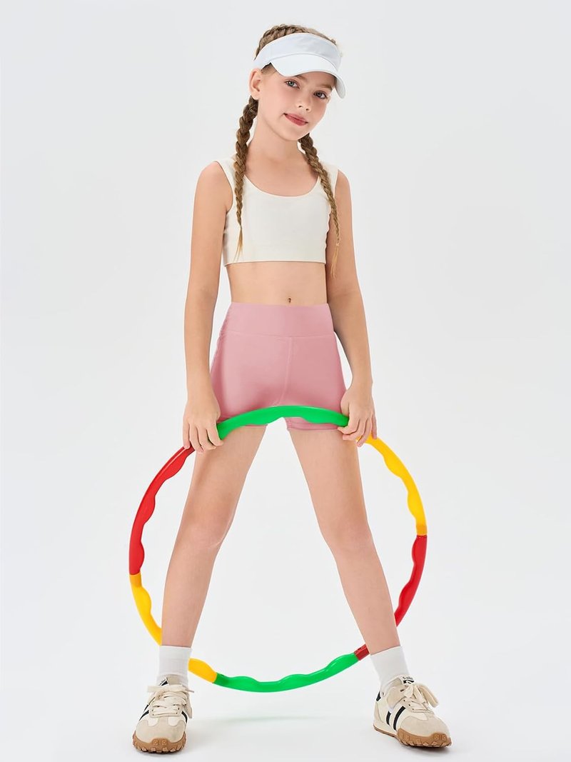 Girls Athletic High-Waisted Yoga Shorts - Comfy Dance & Biker Gymnastics Shorts | Sizes 5-14Y