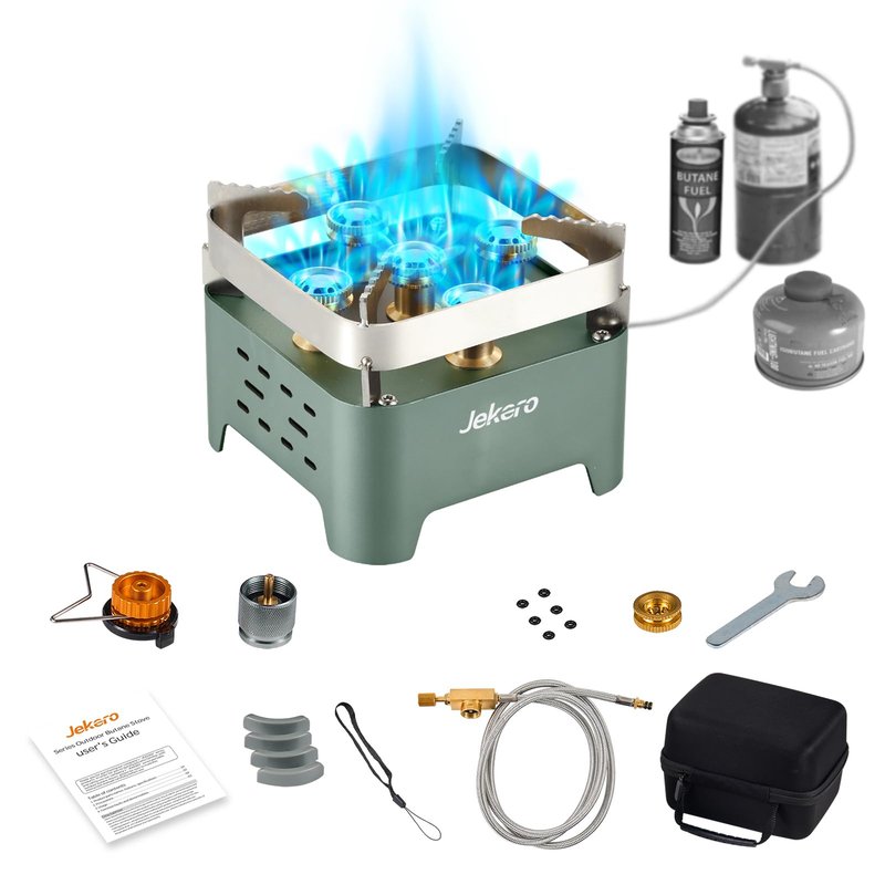 30,000 BTU Camping Stove, Portable Camp Stove Gas Stove,Windproof Small Propane Butane Stove, Stainless Steel, with Carrying Case & ignitor,for Emergency, Outdoor, Hiking,Picnic