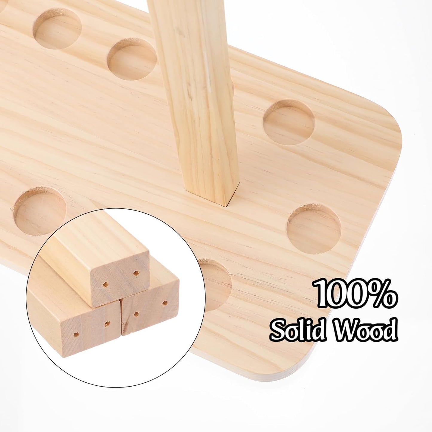 Fishing Rod Storage Rack - 100% Wood Floor Stand for 14 Rods | Garage Organization Solution