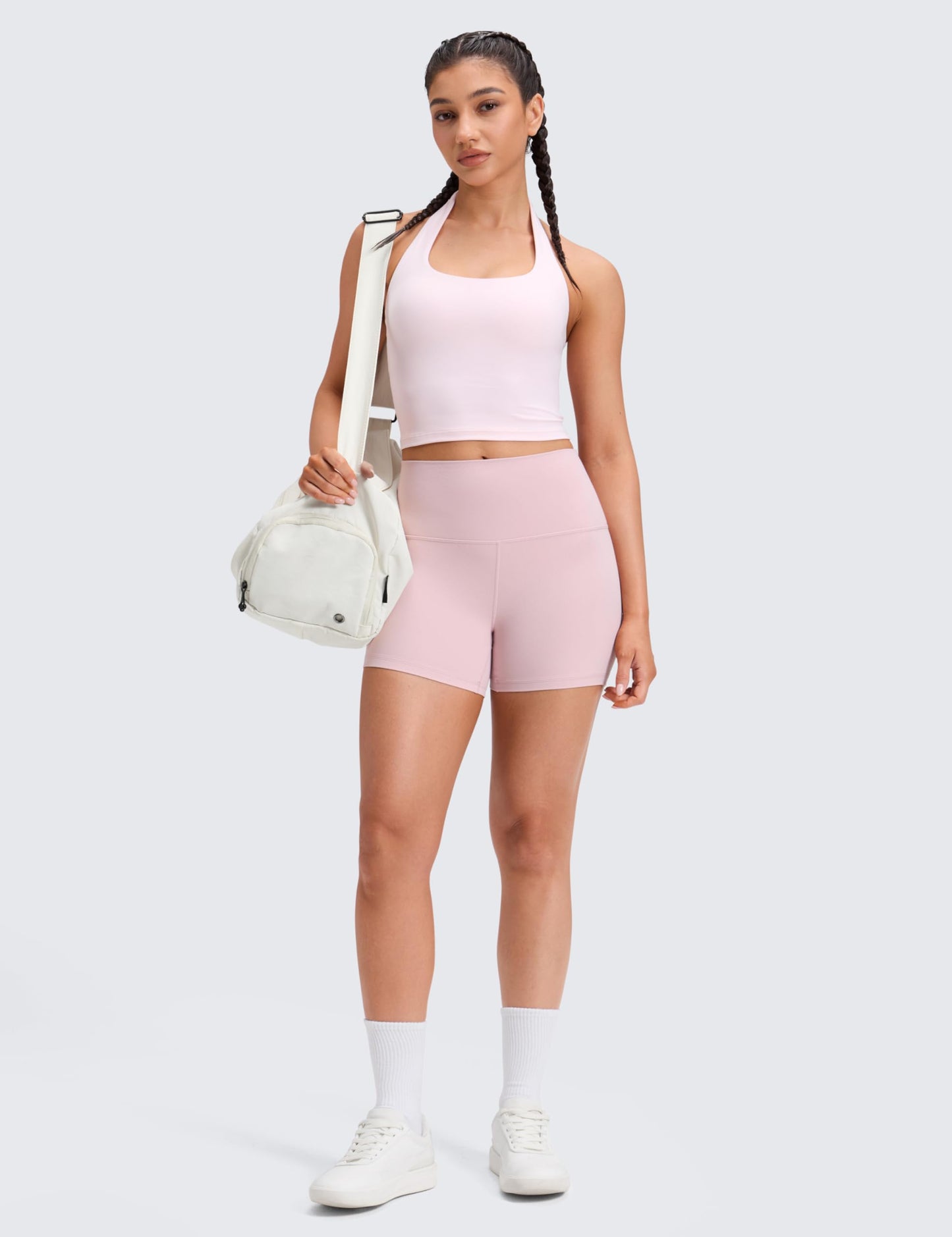 CRZ YOGA Butterluxe Biker Shorts 4'' - High Waisted Booty Workout Volleyball Yoga Womens Spandex Pink Haze XX-Small