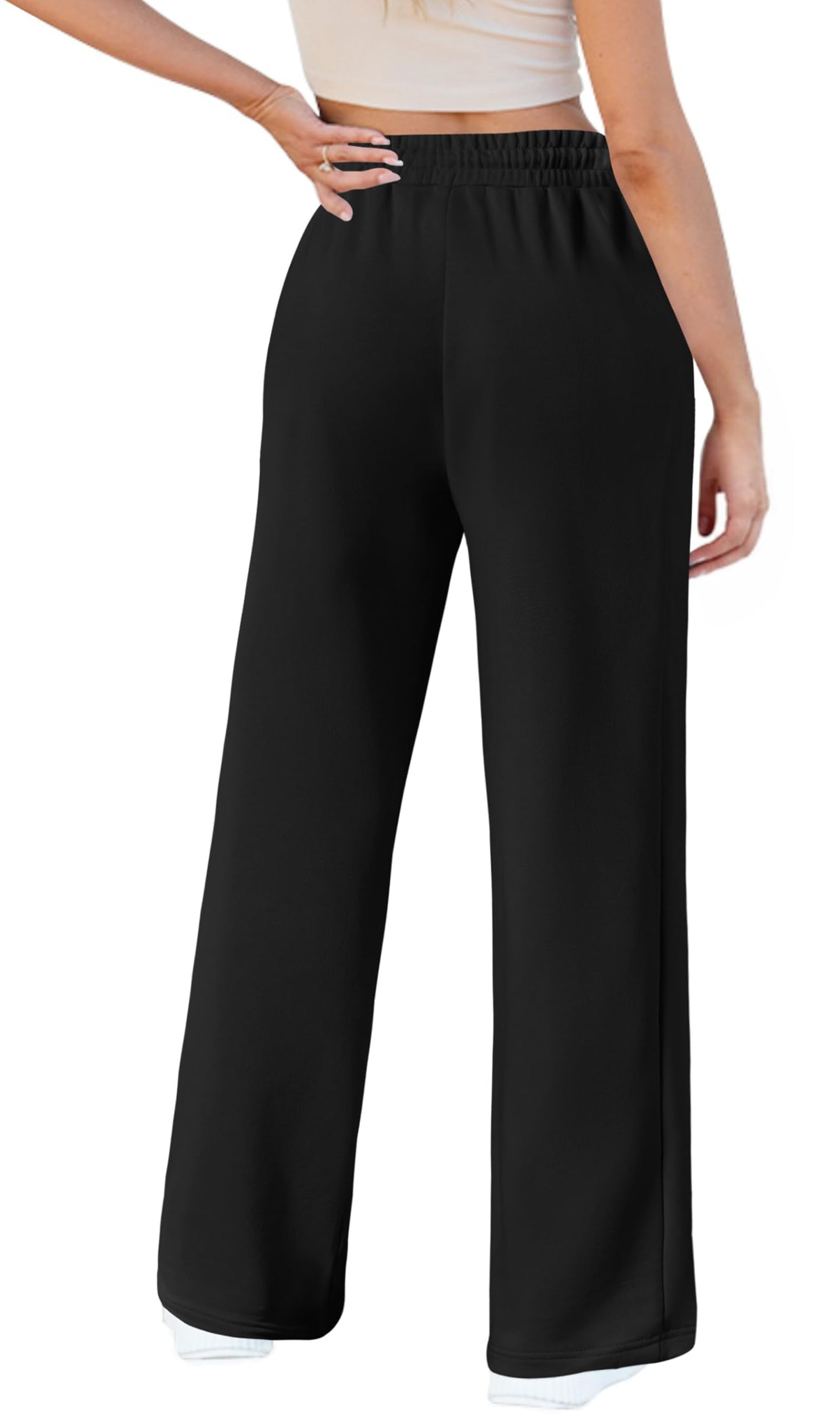 JEKAOYI Womens Wide Leg Sweatpants Baggy Loose Comfy Pants Casual Lounge Sweatpants with Drawstring Black