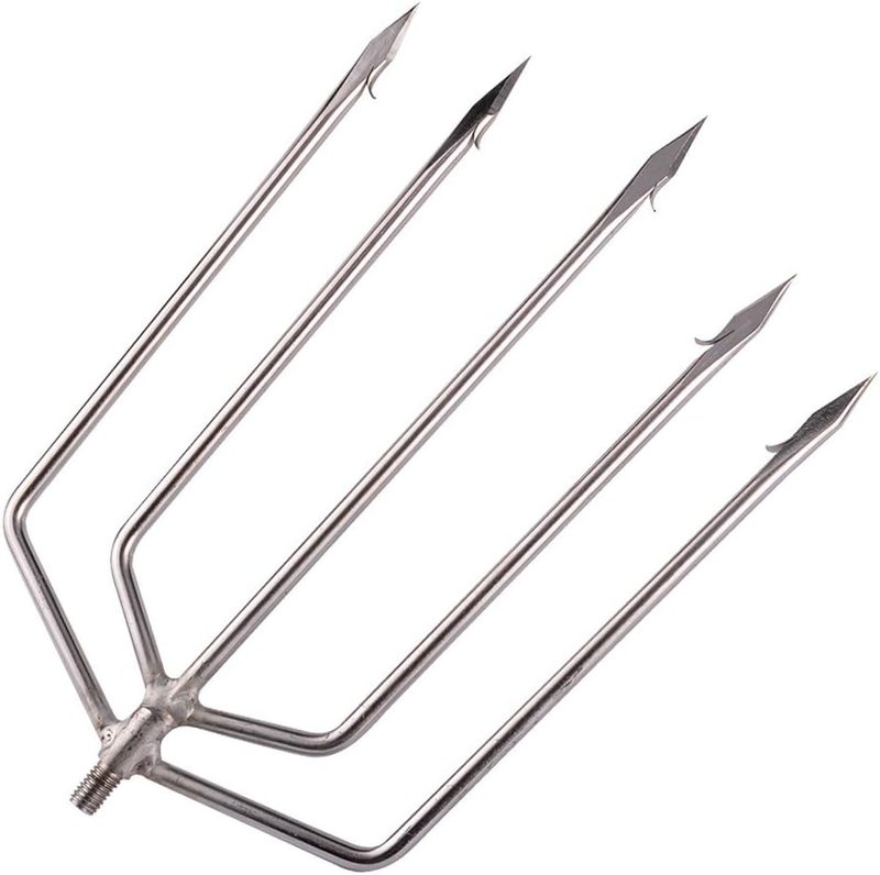 5/7 Prong Fishing Harpoon - Stainless Steel Gig Gaff Hook with 8mm Screw | Ideal for Flounder, Frog, and Pond Fishing