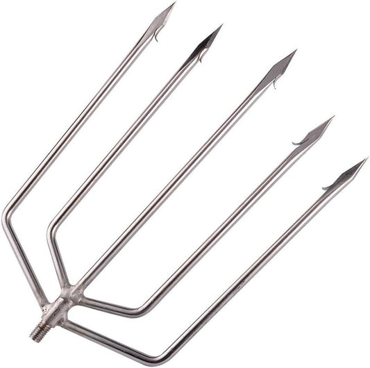 5/7 Prong Fishing Harpoon - Stainless Steel Gig Gaff Hook with 8mm Screw | Ideal for Flounder, Frog, and Pond Fishing
