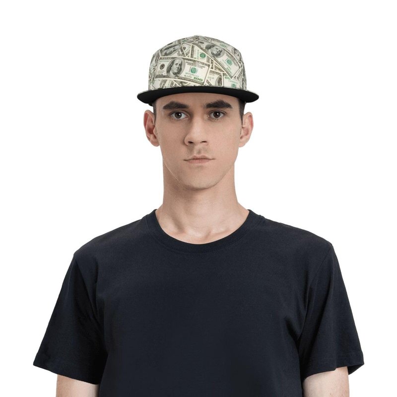 ZLRJYNG Us Dollar Money Baseball Cap for Men Women – Flat Brim Snapback Hat, Adjustable Casual Hat for Daily Wear & Street Style