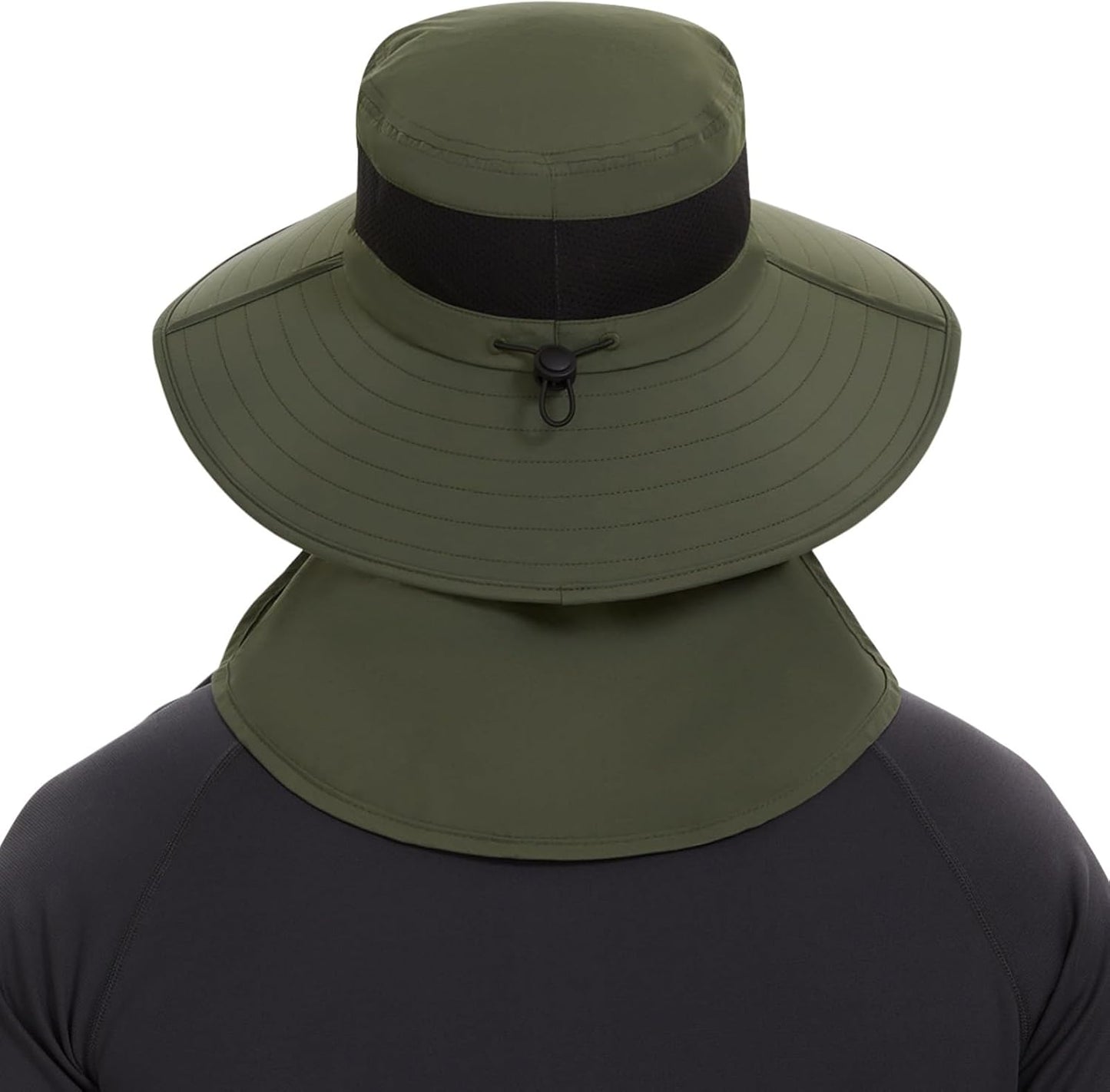 BASSDASH UPF 50+ Sun Hat - Breathable Wide Brim Bucket Hat with Removable Face Cover & Neck Flap for Fishing & Hiking