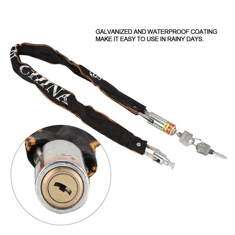 Chain Lock, Anti Theft Motorcycle Mobility Scooter Chain Lock with 2 Keys, Bike Lock for Wheelchair Gate Door Fence, 80cm Length