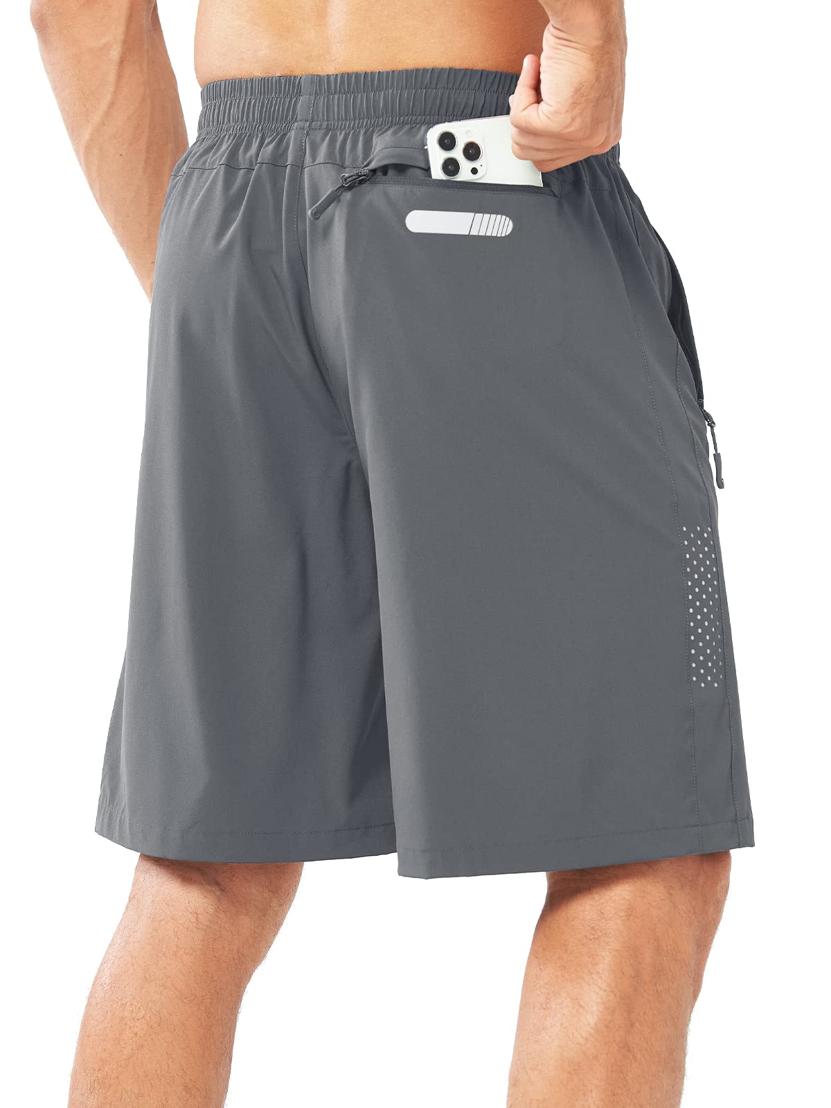 NORTHYARD Men's Athletic Running Shorts Gym Workout 7"/9"/5" Quick Dry Lightweight Sports Basketball Tennis 3 Zipper Pockets SMOKEGREY-9inch XL
