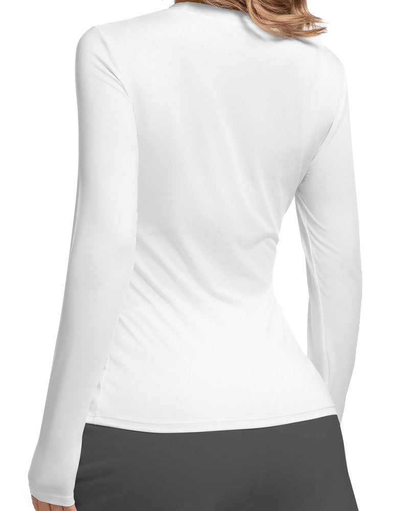 Women's Compression Shirts Long Sleeve Athletic Workout Tops Cool Dry Underscrubs Sun Protection for Gym Yoga Running 4 Pack