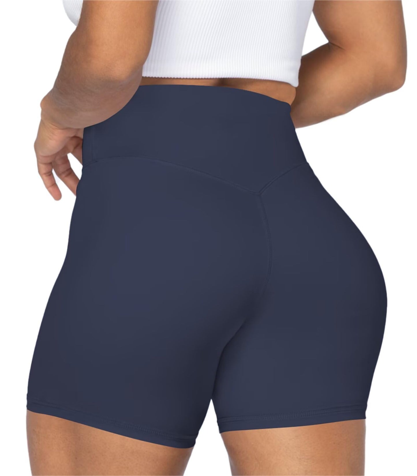 Sunzel No Front Seam High Waist Biker Shorts for Women, Squat Proof Yoga Workout Gym Bike Shorts 5" Inseam Ash Blue X-Small