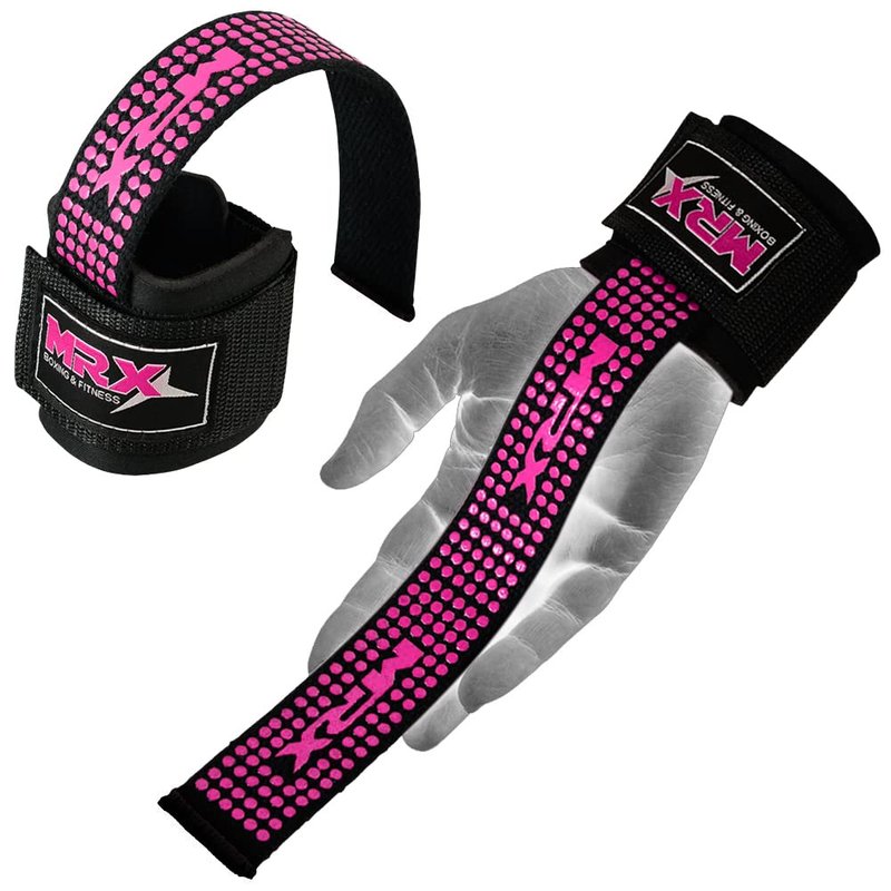 MRX Lifting Strap for Weightlifting Deadlift Straps for Powerlifting with Wrist Wrap Support for Strength Training Bodybuilding Wrist Straps for Weight Lifting|Black/Pink