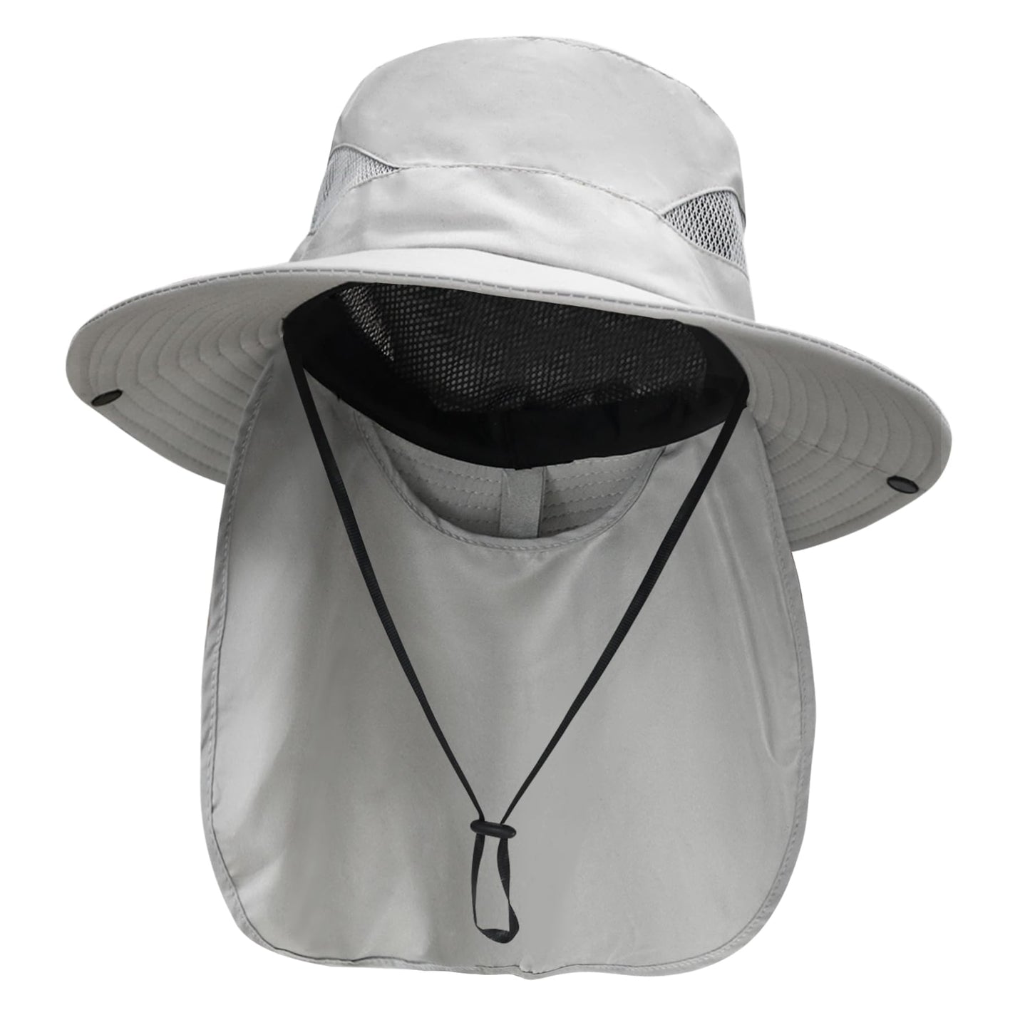 NPJY Sun Fishing Hats with Neck Flap for Men Women UV Sun Protection Safari Hat Wide Brim Bucket Hat Pure Lightgrey