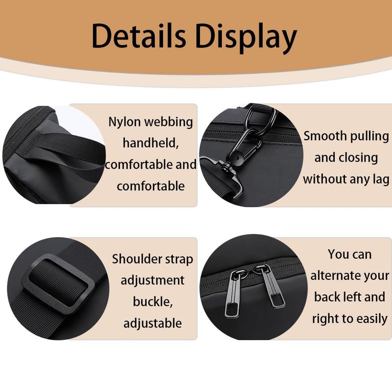 PEAGLOB Sling Bag Mens Crossbody Daypack Nylon Shoulder Bags Anti-theft Chest Bag Backpack For Men Women Hiking Motocycle with USB Charging Hole