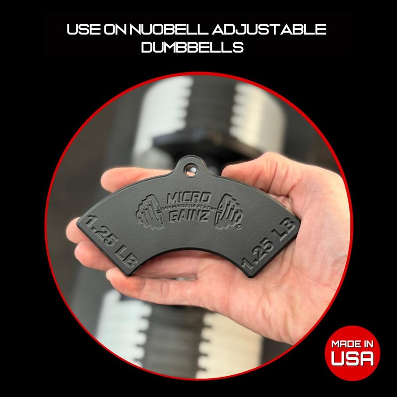 Micro Gainz 1.25LB Magnetic Weight Attachment for Nuobell Style Adjustable Dumbbells, Choose 2 or 4 Piece Magnetic Weight Plates, Ideal for Micro Loading Dumbbells, Made in USA (4 Piece Set)