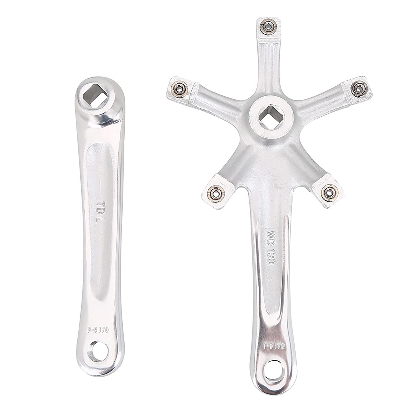 Bike Crankset, Bike Crank Arm Set, Aluminium Alloy Bike Single Speed Crankset, Left and Right Crank Arms Repair Parts for Mountain Bike, Road Bike (1 Pair)