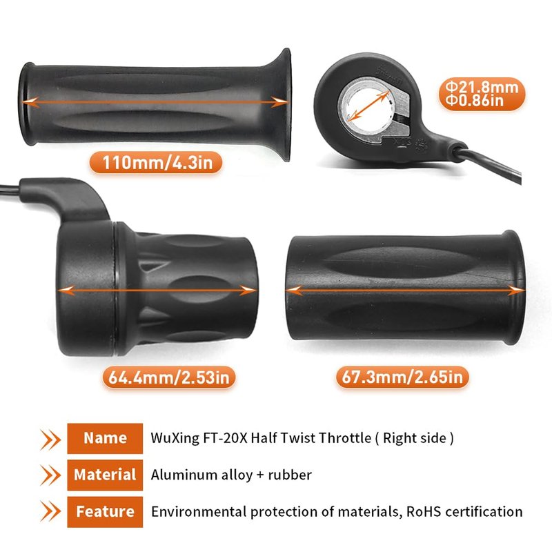 HUDAMZKY Electric Bicycle Right Handle 20X Half Twist Throttle 24V 36V 48V 60V 72V SM/Waterproof Connector for E Bikes or Folding Electric Scooter（Right）