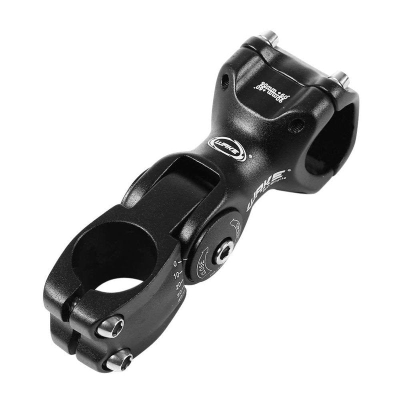 MTB Stem 31.8 90mm 0-60 Degree Adjustable Bike Stem Wake Mountain Bike Stem Short Handlebar Stem for Most Bicycle, Road Bike, MTB, BMX, Fixie Gear, Cycling (Aluminum Alloy, Lightweight, Black)
