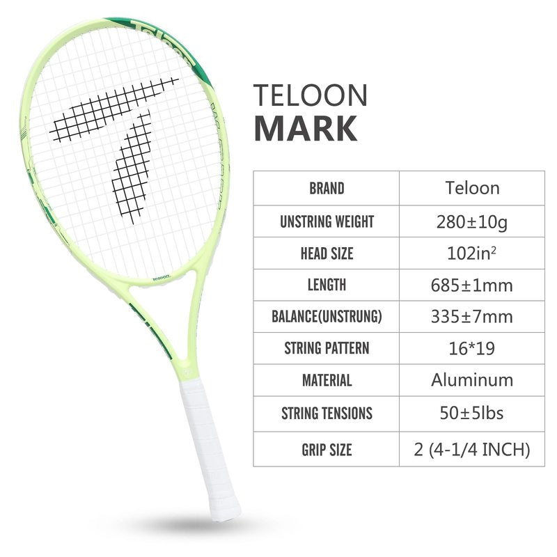 Teloon Recreational Adult Tennis Rackets-27 inch Tennis Racquet for Men and Women College Students Beginner Tennis Racket. (V9-Pink and White)