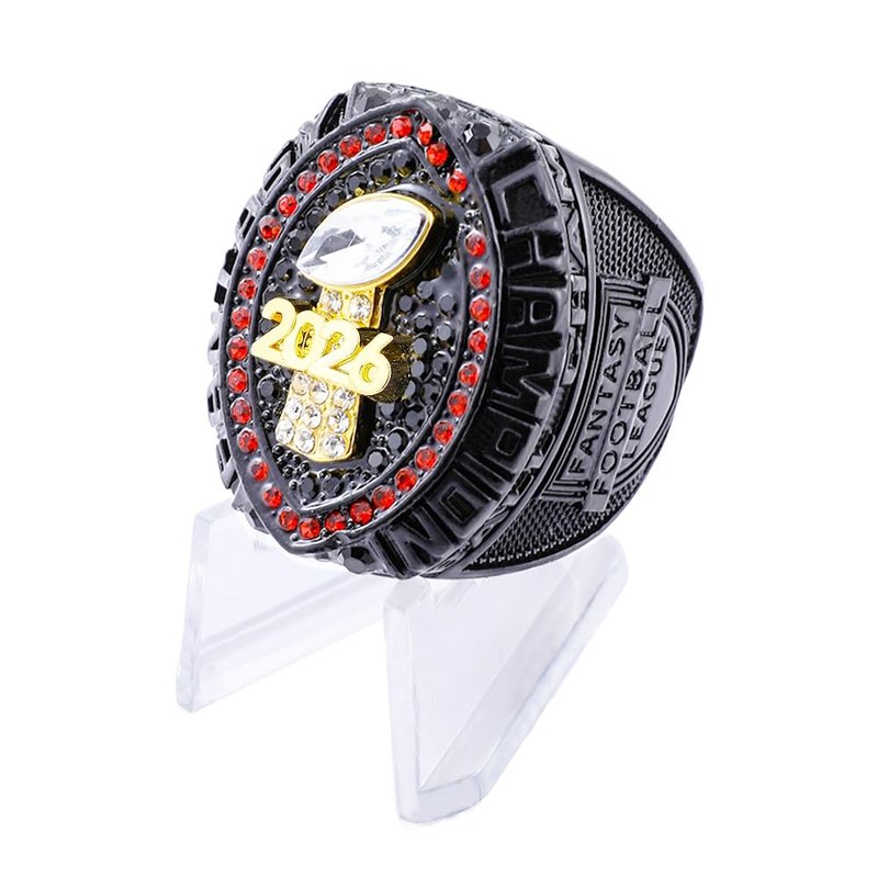 guancrown 2026 Fantasy Football Championship Ring Award Prize Trophy Sports Winner MVP FFL Ring (Ring and Stand, Size 10)