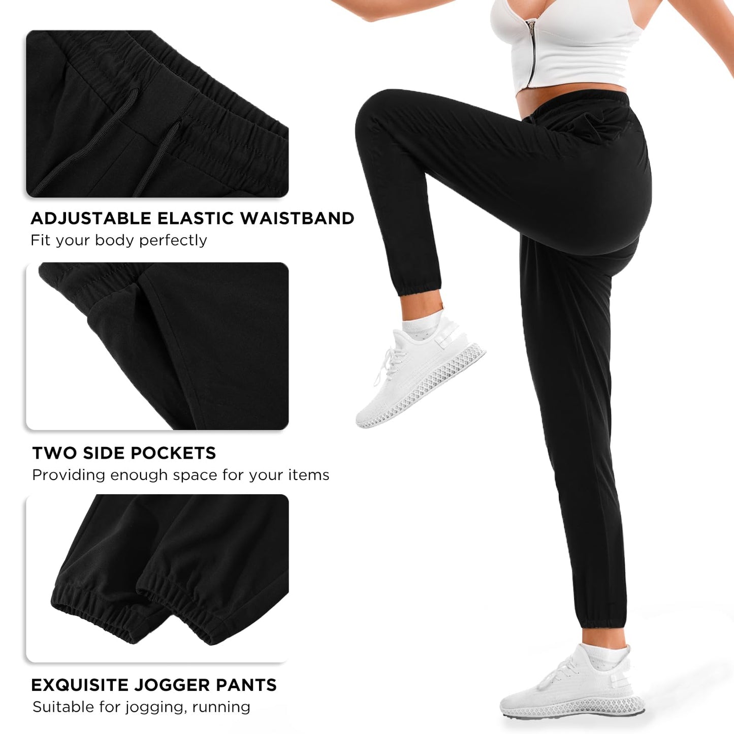 Stanpetix Sweatpants for Women with Pockets Black Large