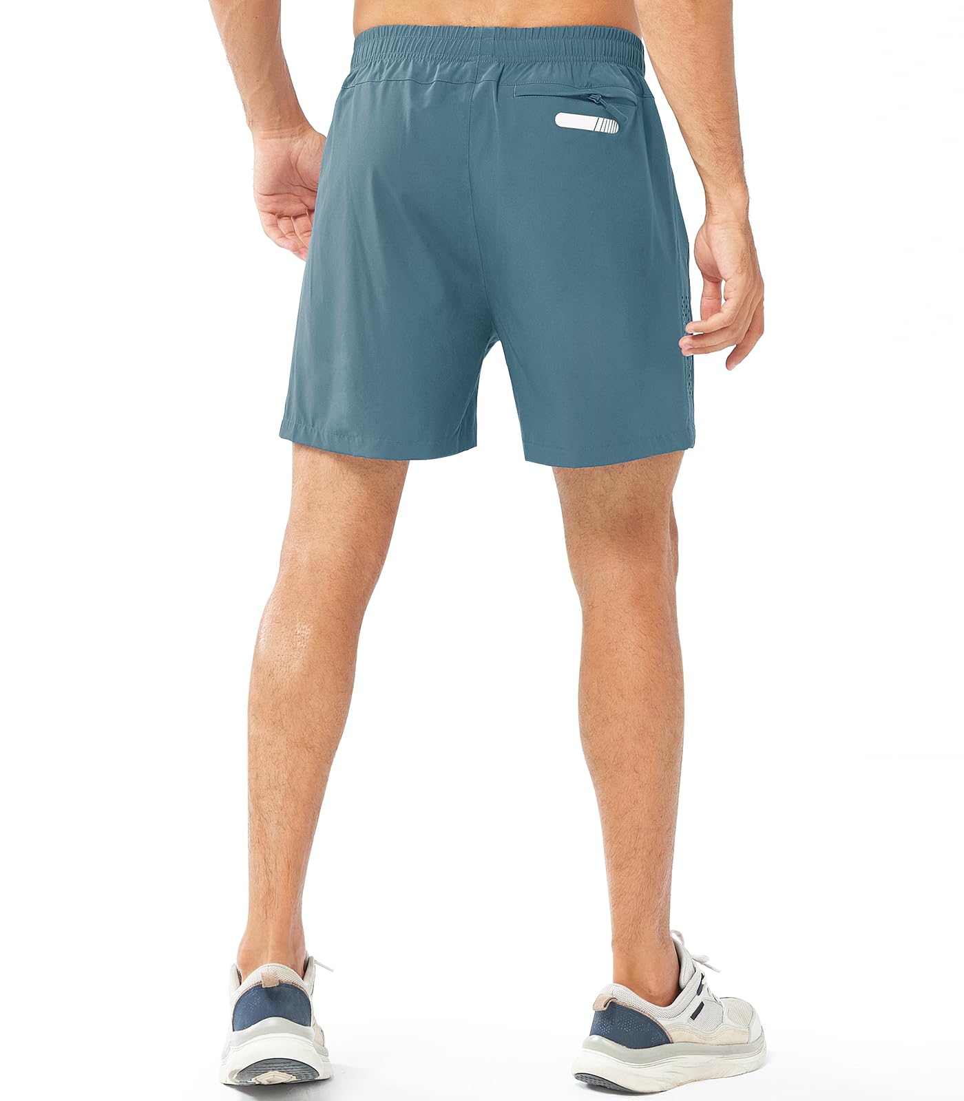 NORTHYARD Men's Athletic Running Shorts Gym Workout 7"/9"/5" Quick Dry Lightweight Sports Basketball Tennis 3 Zipper Pockets GREYBLUE-5inch M