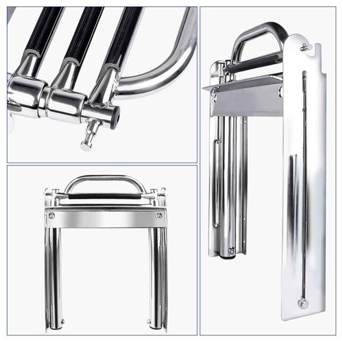 Marinebaby 3-4 Step Ladder Under Platform Slide Mount Boat Boarding Ladder, Telescoping Ladder with a Carry Handle and Mounting Screws, Press-Type Spring Latch (3 Steps)