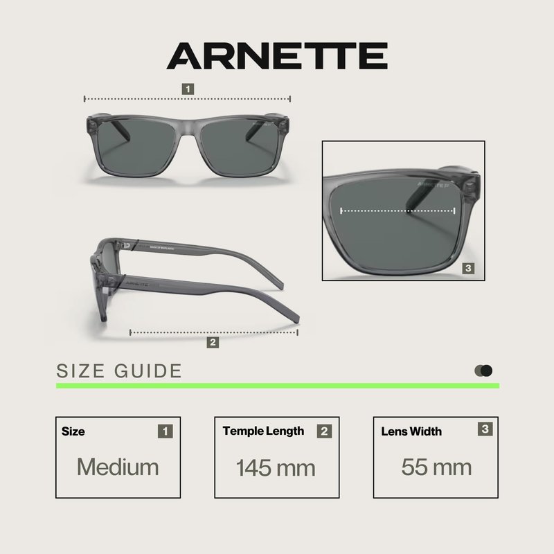 ARNETTE Bandra AN4298 278681 55MM Transparent Gray/Polarized Dark Grey Square Sunglasses for Men +Bundle with Accessory Eyewear Kit