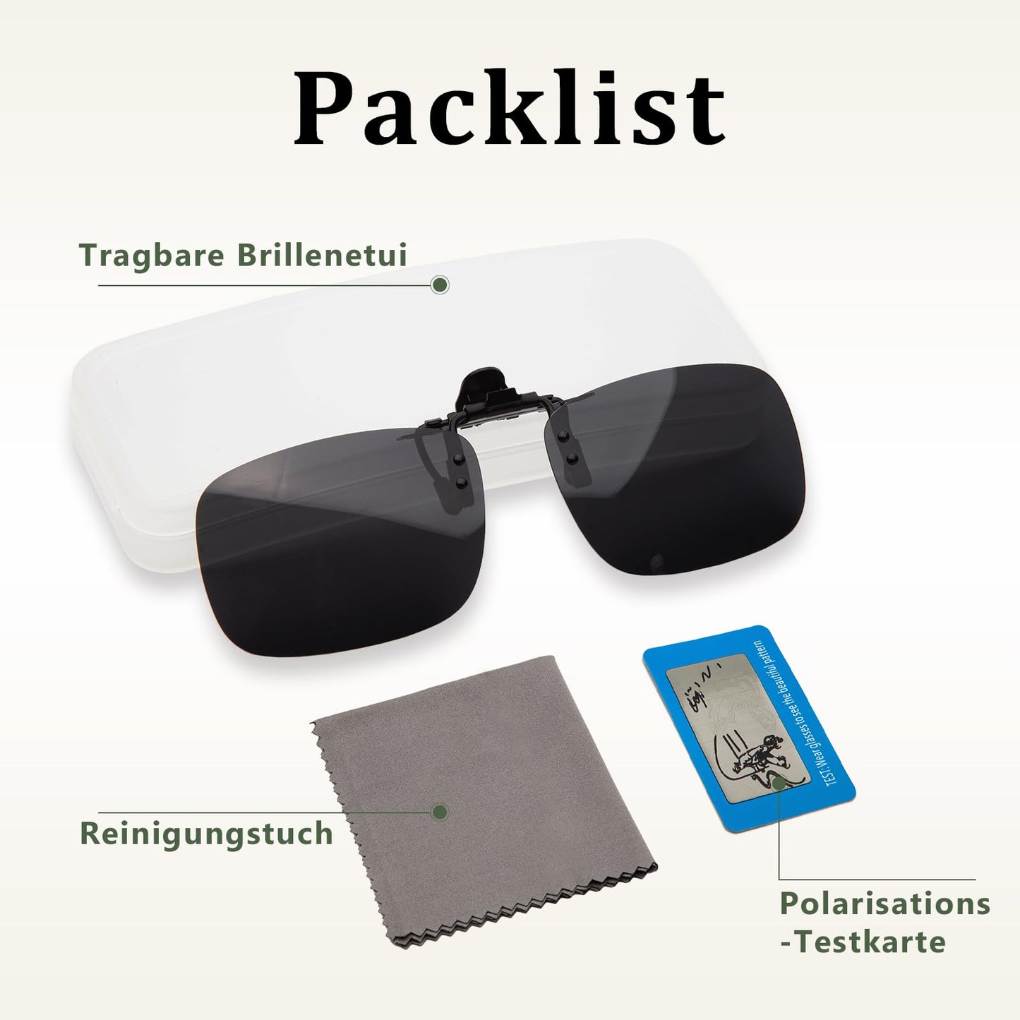 JO Polarized Clip-On Sunglasses UV400 Anti-Glare Lenses Laser Edge Design Unisex (Black 7801, 43mm X 60mm)