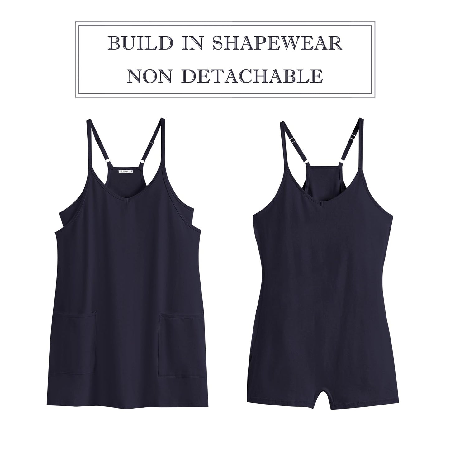 ANRABESS Women Athletic Dress Summer Tennis Workout Active Sports Mini Romper Dress Built in Shorts Travel Vacation Clothes Navy Blue Small