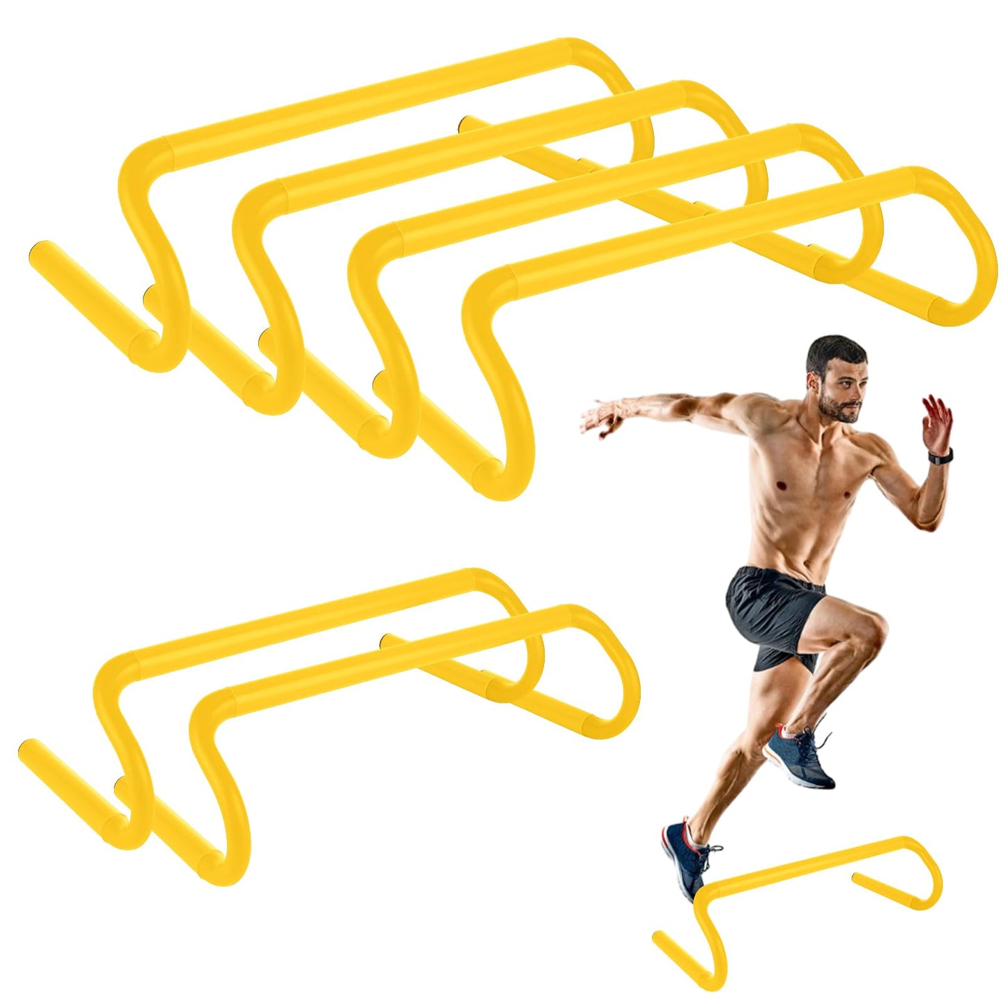 WOPPLXY 6 Pcs Speed Agility Training Hurdles, 6'' Detachable Agility Training Hurdles, Speed Training Agility Hurdles, Speed and Agility Training Equipment for Athletes, Soccer Training(Yellow)