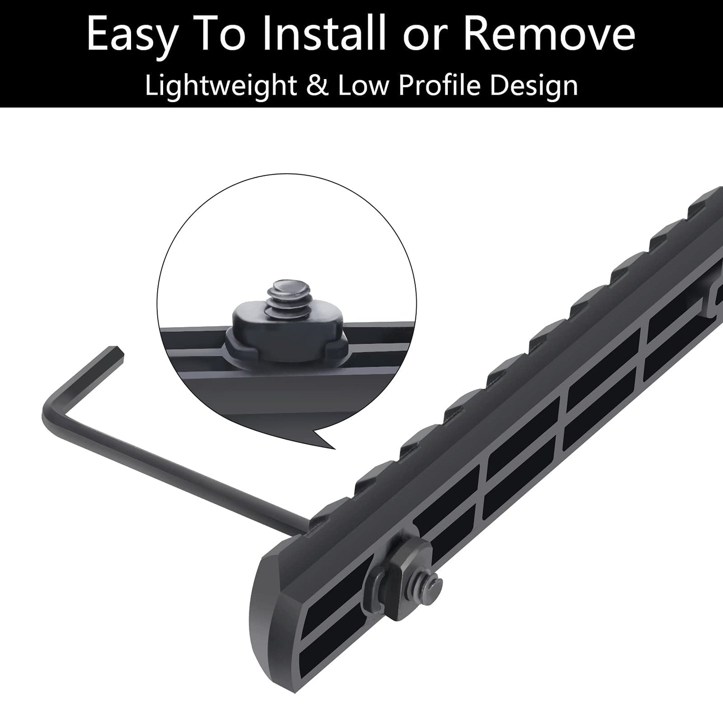 TOCNGAEK Polymer Picatinny Accessory Rail Single Picatinny Rail，3 3 5 5 7 7 Slot Black