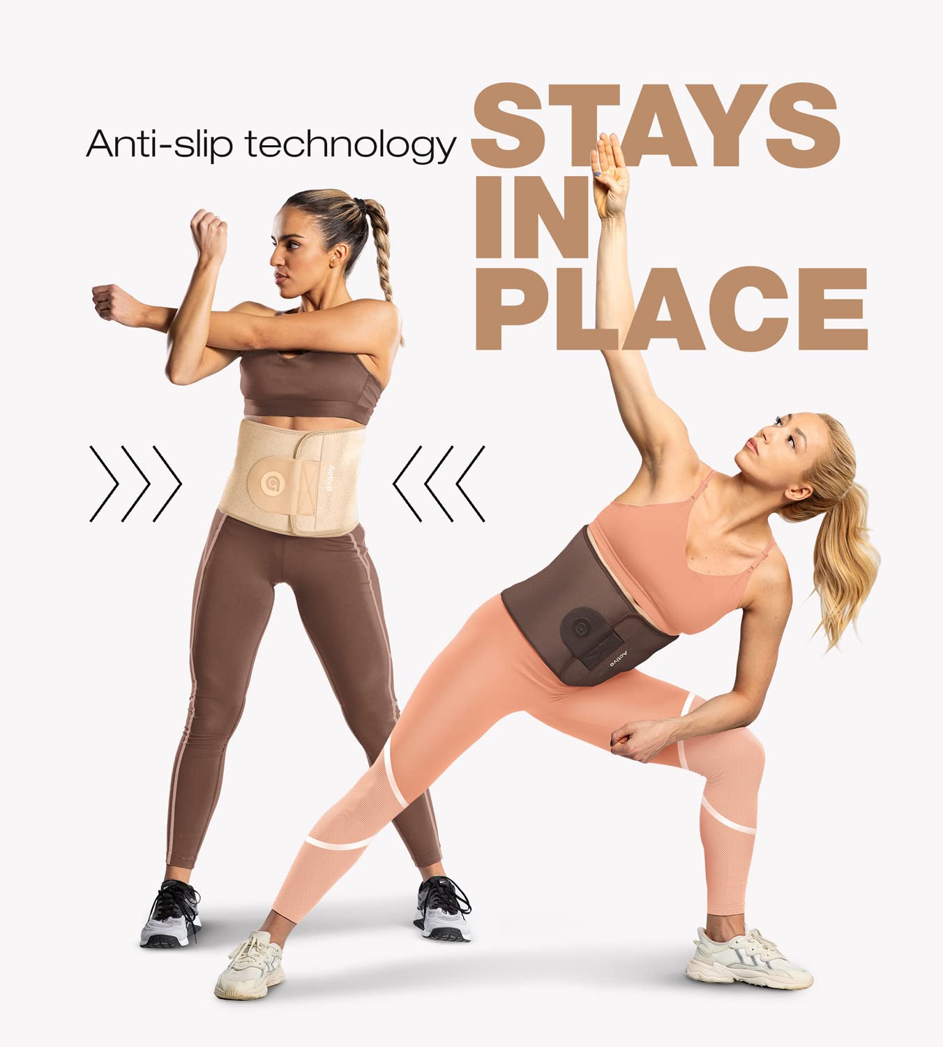 ActiveGear Waist Trimmer Belt with Back Support, Large: 9"x46" - Latte