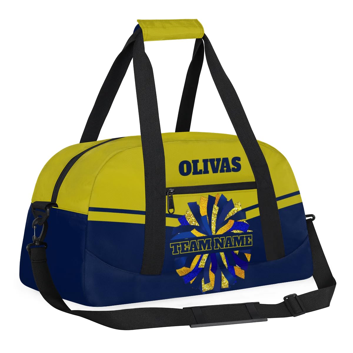 Personalized Cheerleader Bag Dance Bag for Girl, Custom Team Bag Gym Bag Sport Duffel Bag, Weekender Bags Travel Bag for Cheer Team Blue Gold Glam