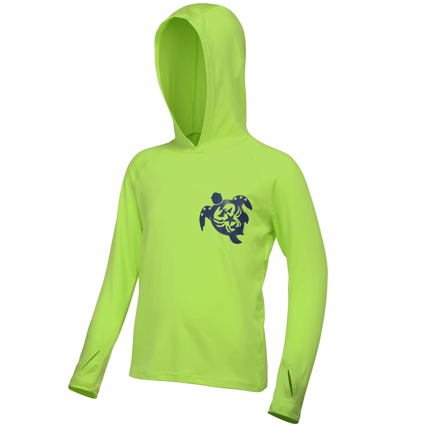 DRONIRING Boys Rash Guard Swim Hoodie, UPF 50+ UV Sun Protection Long Sleeve Fishing Shirt, Kids Youth SPF Water Shirts