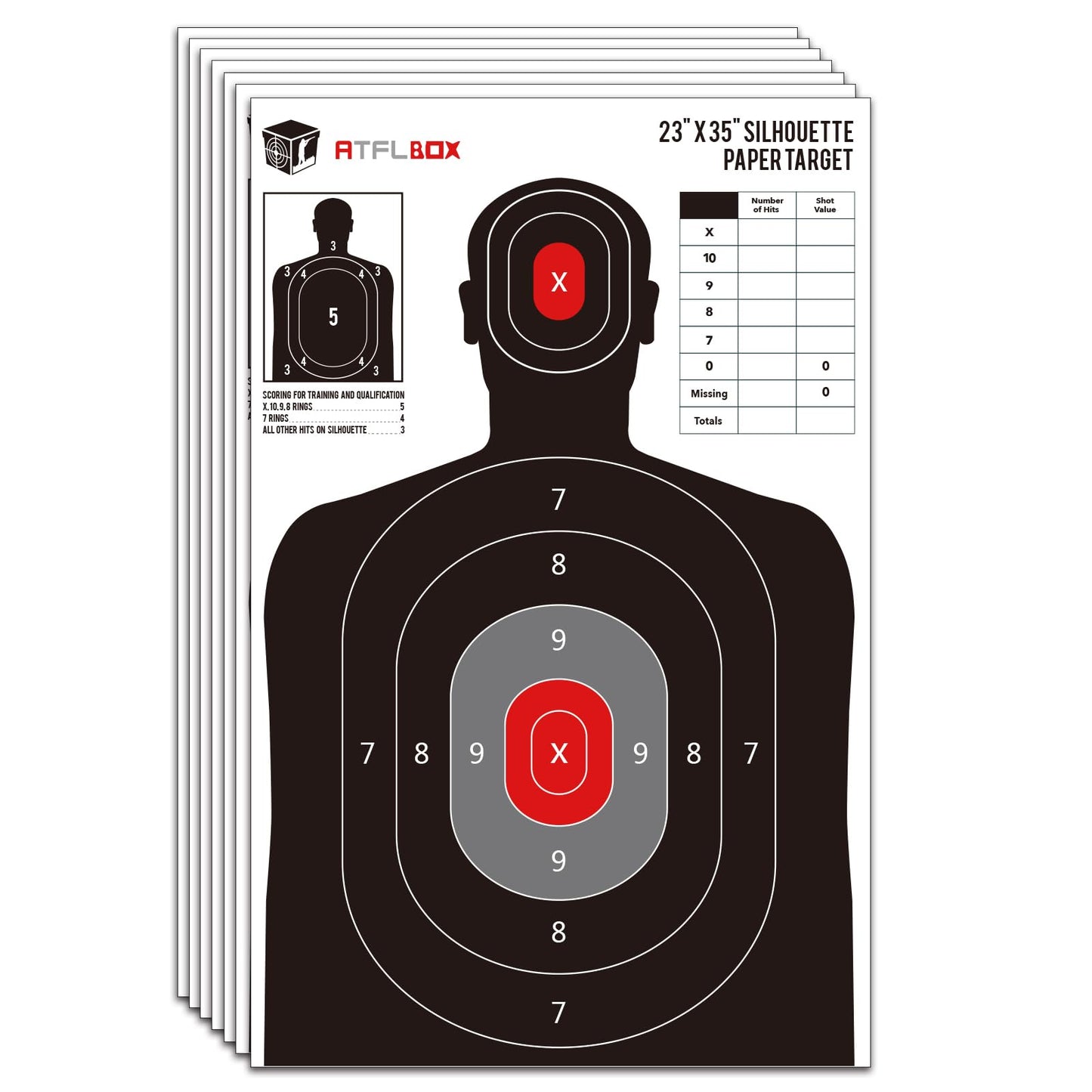 ATFLBOX Silhouette Paper Target for The Range, 23X35 inch Target Paper for Indoor and Outdoor Use, Suitable for Handguns, Pistols, Rifles, Airguns, Pellet Gun, BB Guns (25 Pack)