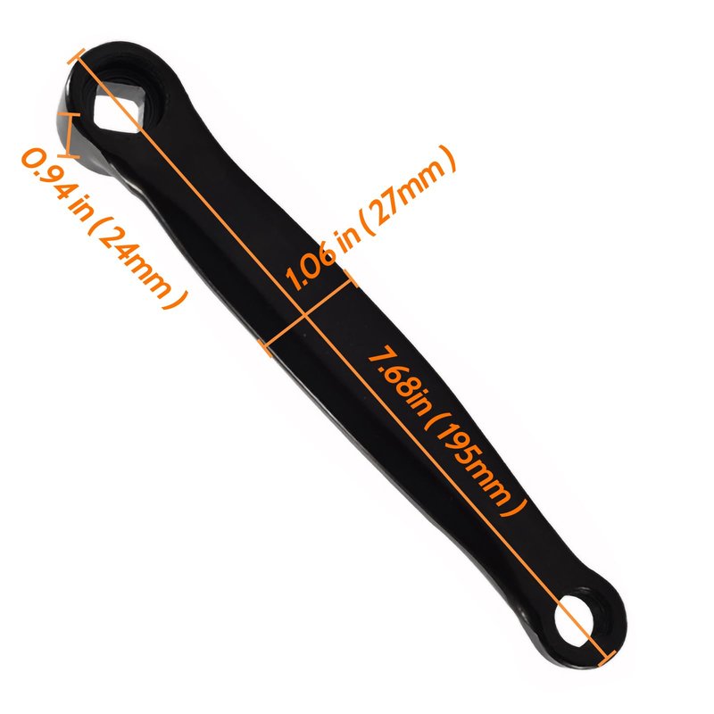 Rhinenet Left 170mm Bicycle Crank Arm Set Replacement for Electric, Folding, Hybrid, Mountain, Road Bike - Aluminium Alloy - Horizontal (Black, Diamond Hole)