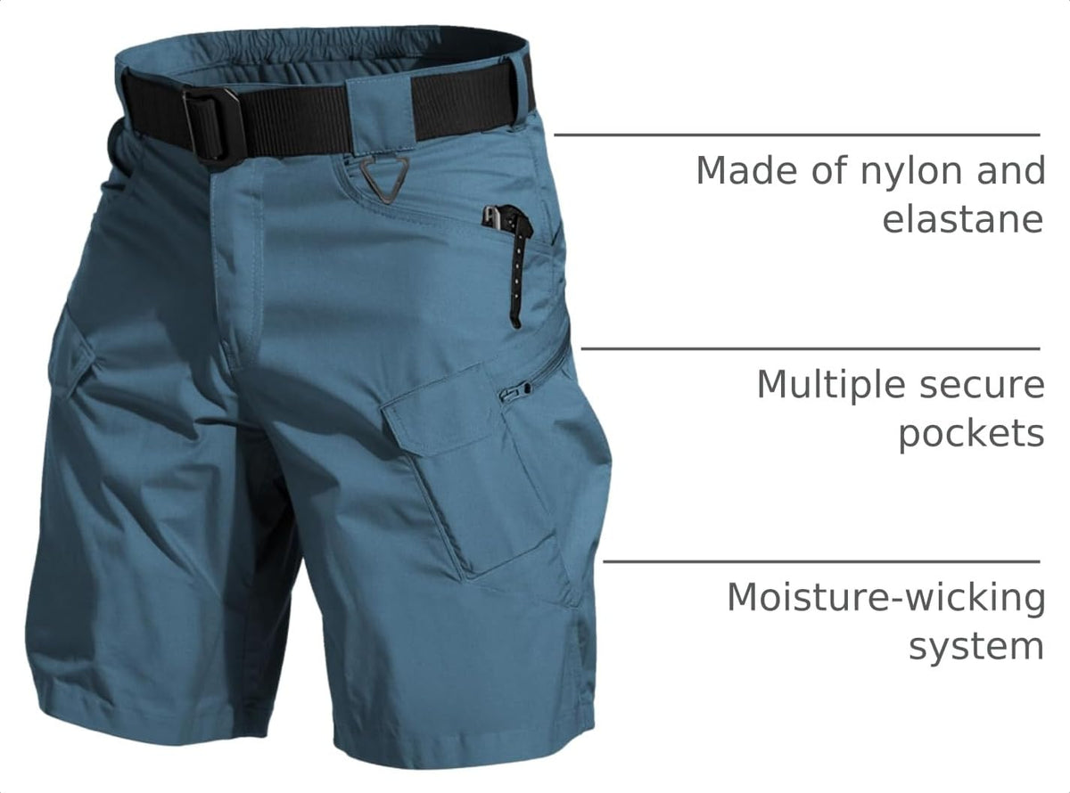 AUTIWITUA Men's Hiking Cargo Shorts Quick Dry 9" Lightweight Tactical Work Shorts with Pockets(No Belt) Blue